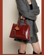 Vintage Burgundy Leather Tote Bag - Image 2