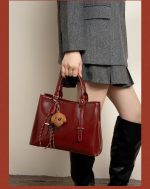 Vintage Burgundy Leather Tote Bag - Image 3