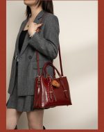Vintage Burgundy Leather Tote Bag - Image 4