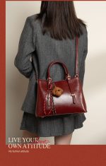 Vintage Burgundy Leather Tote Bag - Image 6