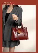 Vintage Burgundy Leather Tote Bag